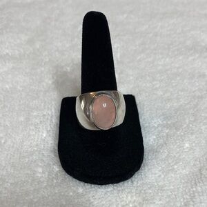 Bold Sterling Silver and Rose Quartz Stone Ring